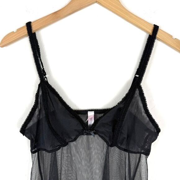 Vintage Y2K 2002 Victoria’s Secret black mesh lingerie mini dress - Picture 2 of 7